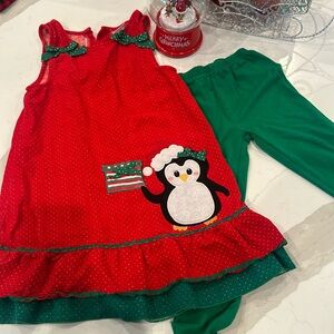 Girl’s Nannette kids Corduroy Penguin Holiday set sz 6x